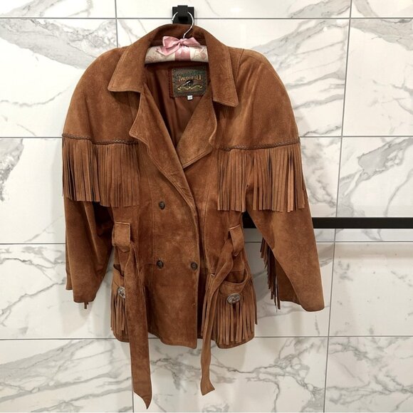Jackets & Blazers - Tan Suede Fringed Jacket size Large